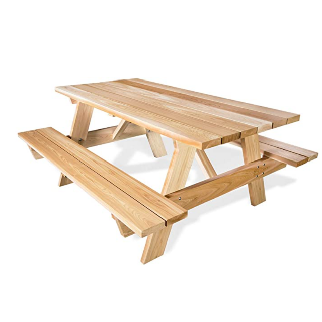 Durable Solid Wood Outdoor Picnic Table with Foldable Chair