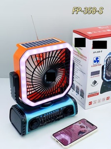 Haut-parleur Bluetooth portable d'extérieur avec panneau solaire, ventilateur rotatif et lumières LED RGB pour le camping et la maison, <span class=keywords><strong>radio</strong></span> portable - Product Image 5
