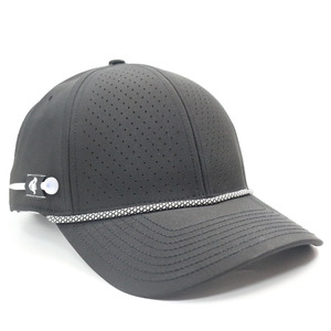Chapeaux de camionneur brodés personnalisés 5 panneaux Golf Tour Performance coupe au laser trou maille imperméable corde chapeau de golf avec support en t - Product Image 6