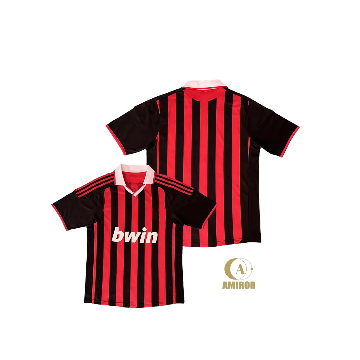 Camiseta de fútbol de manga corta para hombre, ropa deportiva de fútbol personalizada, camiseta de fútbol retro 09 10 Milan Club Home