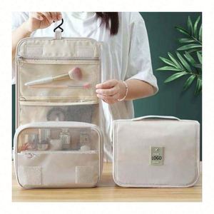 Custom Logo & Design Waterproof Polyester Hanging Travel Makeup Cosmetic for <b>Bag</b> with Zipper - Product Image 1