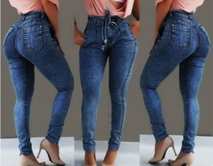 <span class=keywords><strong>Jeans</strong></span> de Cintura Alta para Mujer, Ajustados, Elásticos, de Mezclilla, con Borlas, Cinturón, Estilo Bodycon, <span class=keywords><strong>Push</strong></span>-<span class=keywords><strong>Up</strong></span>, Ropa de Mujer - Product Image 4