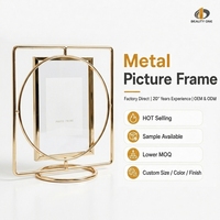 Personnalisation du cadre photo tournant durable de luxe doré argenté cadre photo transparent en métal pour la famille de table