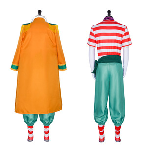 Buggy Cosplay Costume <b>Men</b> Adult Anime Outfit with Cloak Top Pants Striped Shirt Green Pants Red Socks with Label - Product Image 4