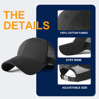 Gorra de béisbol de 6 paneles estilo camionero de ocio, personalizada, de malla de sarga, estilo urbano deportivo, con parche bordado y remache de hebilla metálica