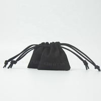 Sac à poussière en velours suédé imprimé personnalisé noir avec cordon de serrage Emballage de bijoux en textile de qualité supérieure idée cadeau