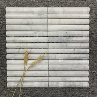 Mosaïque 3D rétro en forme d'arc, motif marbre, pour décoration murale, crédence de salle de bain et cuisine