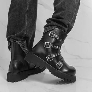 أحذية جلدية سوداء بسحاب كبيرة الحجم منصة غير رسمية أنيقة للرجال - Product Image 4