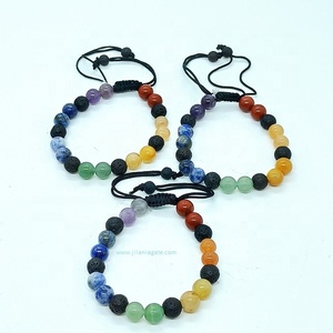 Unisexe 8mm Naturel Agate Quartz Gemme Bracelet 7 Chakra Perles À La Mode Jilaniagate Perle Réglable Tout Religieux Jade - Product Image 1
