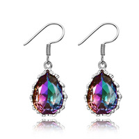 Belle goutte d'eau pierres précieuses cristal clair boucles d'oreilles filles femmes délicat argent coloré Zircon boucles d'oreilles goutte