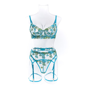 ชุดชั้นในเซ็กซี่ผู้หญิง ปักลายดอกไม้ โปร่งใส ชุดชั้นในอีโรติก ผ้าลูกไม้บางเฉียบ ระบายอากาศได้ดี ชุดสามชิ้น ชุดชั้นในผู้หญิง - Product Image 2