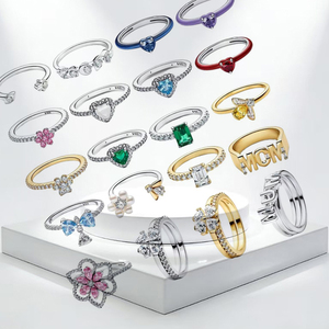 Nuevo <span class=keywords><strong>Anillo</strong></span> de Plata 925 con Diseño de Lazo Azul, Corazón, Flor Morada, Abeja, Espécimen ME, Corona, Rosa y Concha, Joyería Exquisita DIY, Regalo 2026 - Product Image 2