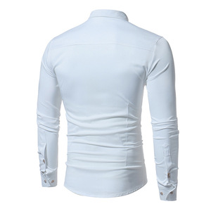 2019 ultime camicie da <span class=keywords><strong>uomo</strong></span> in smoking Plaid formale da <span class=keywords><strong>uomo</strong></span> di vendita alla moda 4 colori <span class=keywords><strong>a</strong></span> maniche lunghe aderenti Sexy Stand in stile Night Club - Product Image 4