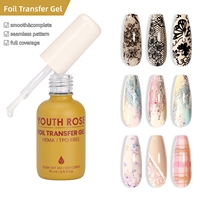 YOUTH ROSE 15ml Gel UV pour ongles sans HEMA ni TPO, Gel de transfert foil, Gel adhésif puissant pour salon de beauté