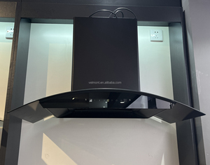 Commande vocale supérieure noire en forme <span class=keywords><strong>de</strong></span> courbe <span class=keywords><strong>de</strong></span> cheminée en verre avec <span class=keywords><strong>hotte</strong></span> aspirante à nettoyage automatique - Product Image 2