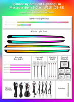 Kit d'éclairage intérieur de voiture Mercedes Benz Classe S W221 2005-2013, bande lumineuse LED dynamique et colorée, éclairage d'ambiance