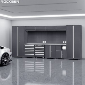 Rockben công cụ Bền Tủ Hệ thống lưu trữ thực tế tùy chỉnh kết hợp Tủ lưu trữ nhà để xe bàn làm việc với ngăn kéo - Product Image 1