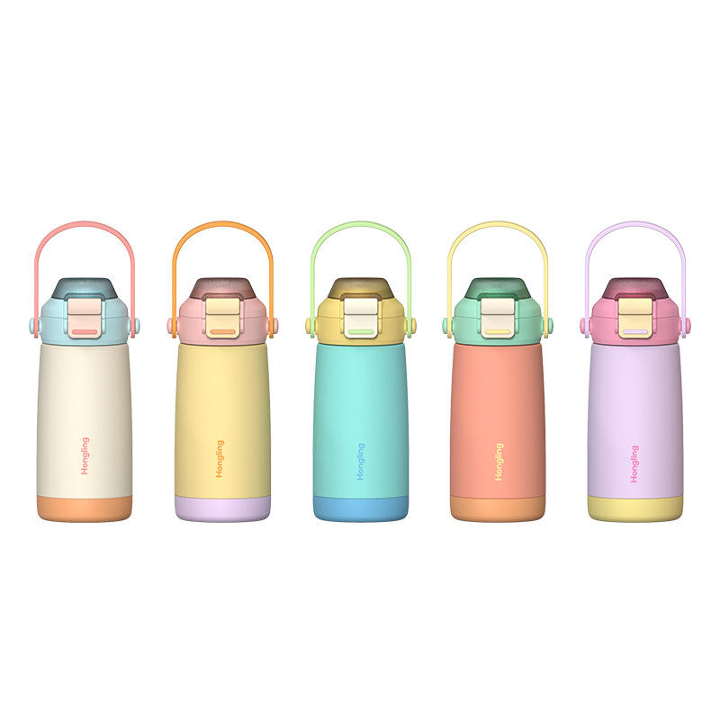 Tasse thermos pour enfants à double couvercle rabattable double boisson