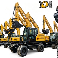 Excavatrice sur roues SANY SY155W de 15 tonnes, moteur Isuzu 4HK1X, pompe hydraulique Rexroth, distributeur de cylindre Sany, transfert rapide, pour travaux municipaux