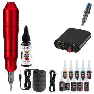 Set de Máquina de Tatuaje Permanente de Acero Inoxidable con Botón Manual, Kits de Pluma, Agujas de Cartucho y Fuente de Alimentación <span class=keywords><strong>para</strong></span> Principiantes - Product Image 1