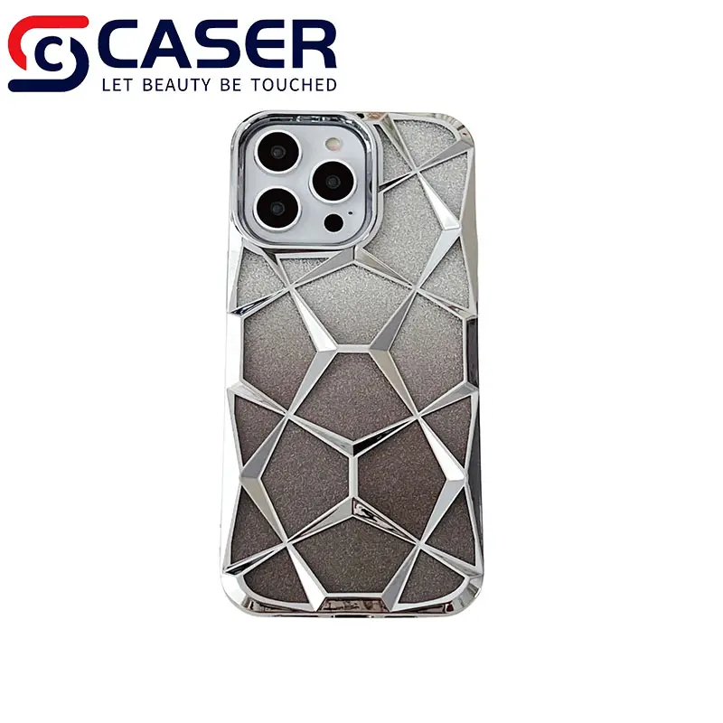 Flash Verkoop 3d Diamant Gegalvaniseerde Luxe Telefoonhoes Hot Selling Gradiënt Bling Schokbestendige Mobiele Telefoonhoes Voor Iphone 14 15