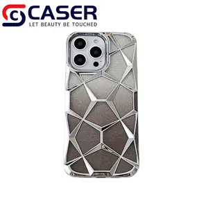 Diskon besar casing ponsel mewah 3D berlian dilapis penutup ponsel tahan guncangan Bling gradien untuk Iphone 14 15