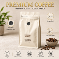 Sacs à café en gros personnalisés avec logo, fond plat, en BOPP/VMPET/PE, avec fermeture éclair et valve unidirectionnelle