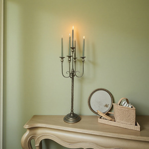 LANJO Durable Bronze Floor Standing Multi-headed High Legged Candlestick Holder <b>Ornaments</b> Wedding Props - Product Image 6