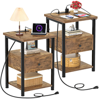 Ensemble de 2 tables de chevet avec station de charge, table d'appoint, table de chevet avec port USB, moderne, écologique, multifonction, tiroirs de rangement