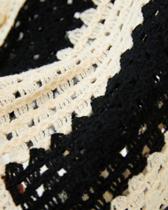 <span class=keywords><strong>Cardigan</strong></span> en tricot <span class=keywords><strong>vintage</strong></span> pour <span class=keywords><strong>homme</strong></span> - Motif floral ajouré au crochet, manches courtes, respirant, décontracté, idéal pour l'été - Product Image 6