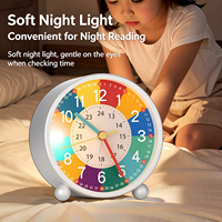 Jam Alarm Pembelajaran Dini Anak-anak Dial Warna-warni dengan Lampu Malam Tampilan 12 & 24 Jam Pengatur Waktu Bangun Jam Alarm Anak Portabel