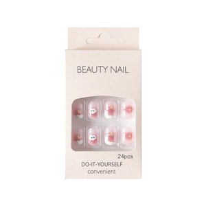 Verano nuevo estilo Ins-Style usable plástico lujo cubierta completa blanqueamiento parches de uñas extraíbles piezas de uñas cortas de larga duración - Product Image 5