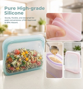 Sacs de conservation alimentaire en silicone pliables, écologiques, à double fermeture, personnalisables, pour congélateur et cuisine - Product Image 5
