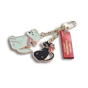 Porte-clés en alliage de zinc avec cuir PU, design romantique, personnalisé, adorable pour les couples et les animaux de compagnie - Product Image 4