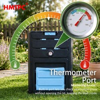Composteur extérieur en PP résistant aux UV de 300 L, composteur de jardin A3 avec roues, thermomètre, tube d'aération, tube de drainage pour la fourniture B2B