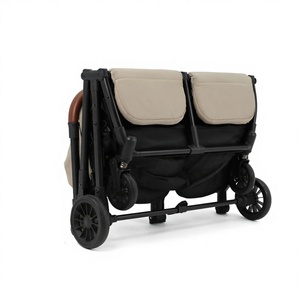 Passeggino Gemellare Pieghevole Portatile a 4 Ruote, Leggero, Richiudibile con Una Mano, in Metallo e Tessuto, per Bambini 0-36 Mesi - Product Image 5
