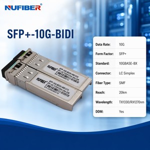 Module optique SFP+ BIDI 10G de qualité opérateur, 20 km, 1270/1330 nm, Simplex <span class=keywords><strong>LC</strong></span>, <span class=keywords><strong>solution</strong></span> d'infrastructure réseau pour les systèmes Nufiber - Product Image 2