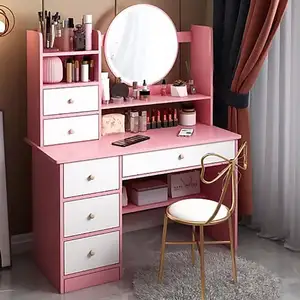 NS FURNITURE Commode de maquillage pour la maison Table avec tiroirs Commode de luxe Nordic Light Rangement avec miroir Armoire en bois