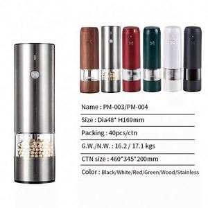Rechargeable Semi-Automatic Electric Pepper Mill and Salt Grinder <b>Set</b> with Ceramic Mechanism Dust Cover Metal Stainless Steel - Product Image 3