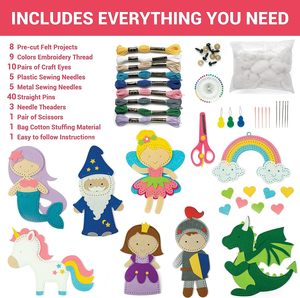 Kit de couture amusant et éducatif sur le thème des contes de fées pour garçons et filles, kit de création pour confectionner vos propres animaux en feutrine pour débutants - Product Image 2