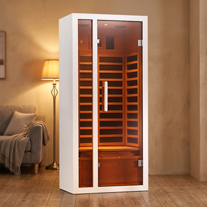 Sauna infrarouge lointain Royal Saunas moderne pour une personne en bois massif de pruche avec panneau de commande et température réglable jusqu'à 150°F (max) pour chambre et couloir - Product Image 1
