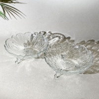 Assiette à dîner en verre triangulaire avec motif végétal, en verre cristallin jetable pour la maison, les mariages et les fêtes