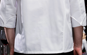 Haute qualité OEM logo à manches longues Chef vêtements hommes femmes hôtel restauration travail uniforme gâteau <span class=keywords><strong>boulanger</strong></span> cuisine plaine Chef manteau uniforme - Product Image 6