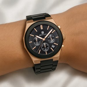 Montre à quartz à bracelet en maille audacieux avec fonction de calendrier et look moderne énergique - Product Image 5