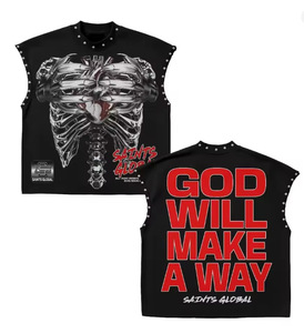<b>Men</b> Sleeveless Vest <b>Black</b> Skull Print Digital Printing Crew Neck Breathable Polyester Art Not Clothes Statement Design - Product Image 2