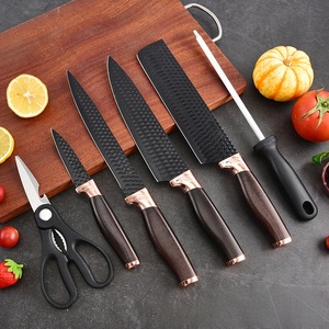 7-Pcs Non-Stick Chef Knife Set Includes Knife <b>Holder</b> Sharpening <b>Rod</b> Kitchen Scissors for Home Cooking and Gift - Product Image 2