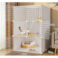 Chenil en métal massif motif chat maison respirant fer plastique Adorable extérieur bricolage blanc mode Cage pour chats chats toilette CN;GUA