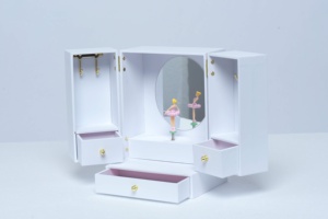 Mai luminoso personalizzato danza bianca pura Ballerina unicorno carillon MDF gioielli in legno carillon con cassetto per ragazze ragazzi regalo per bambini - Product Image 2