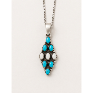 Collar con Colgante Vintage de Plata de Ley 925 con Turquesa y Piedra Blanca para Mujer, Joyería Boho del Suroeste - Product Image 5