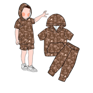 Conjunto de Verano para Bebés Niñas, Personalizable de Fábrica BE-1, con Capucha, Sin Mangas, Impermeable, con Bolsillos, Pantalones Personalizados - Product Image 3